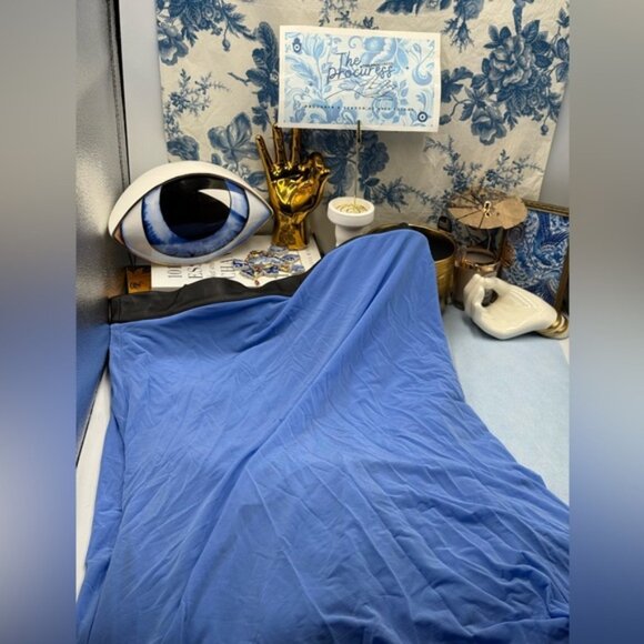 🆕 RAT & BOA 🧿 NWOT Antonie Blue Draped Maxi Dress with Leather Belt, Sz S / M - Picture 11 of 15